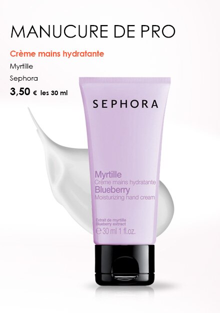 Manucure de pro
    Crème mains hydratante
    Myrtille
    Sephora
    3,50 €  les 30 ml