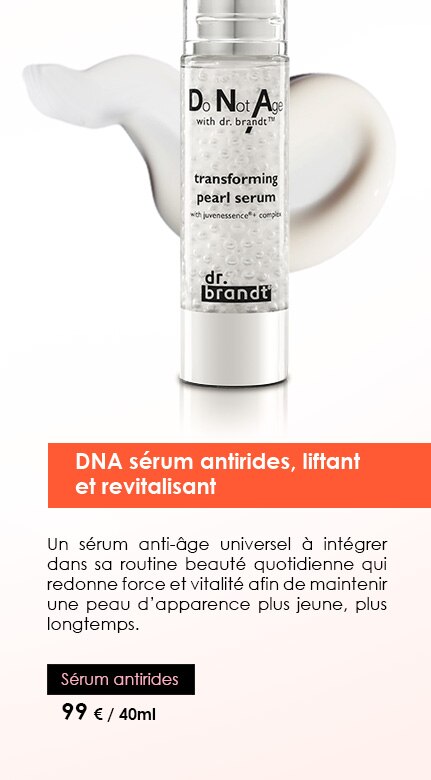 DNA sérum antirides, liftant et revitalisant
          Un sérum anti-âge universel à intégrer dans sa routine beauté quotidienne qui redonne force et vitalité afin de maintenir une peau d’apparence plus jeune, plus longtemps.
          Sérum antirides
			99 € / 40ml